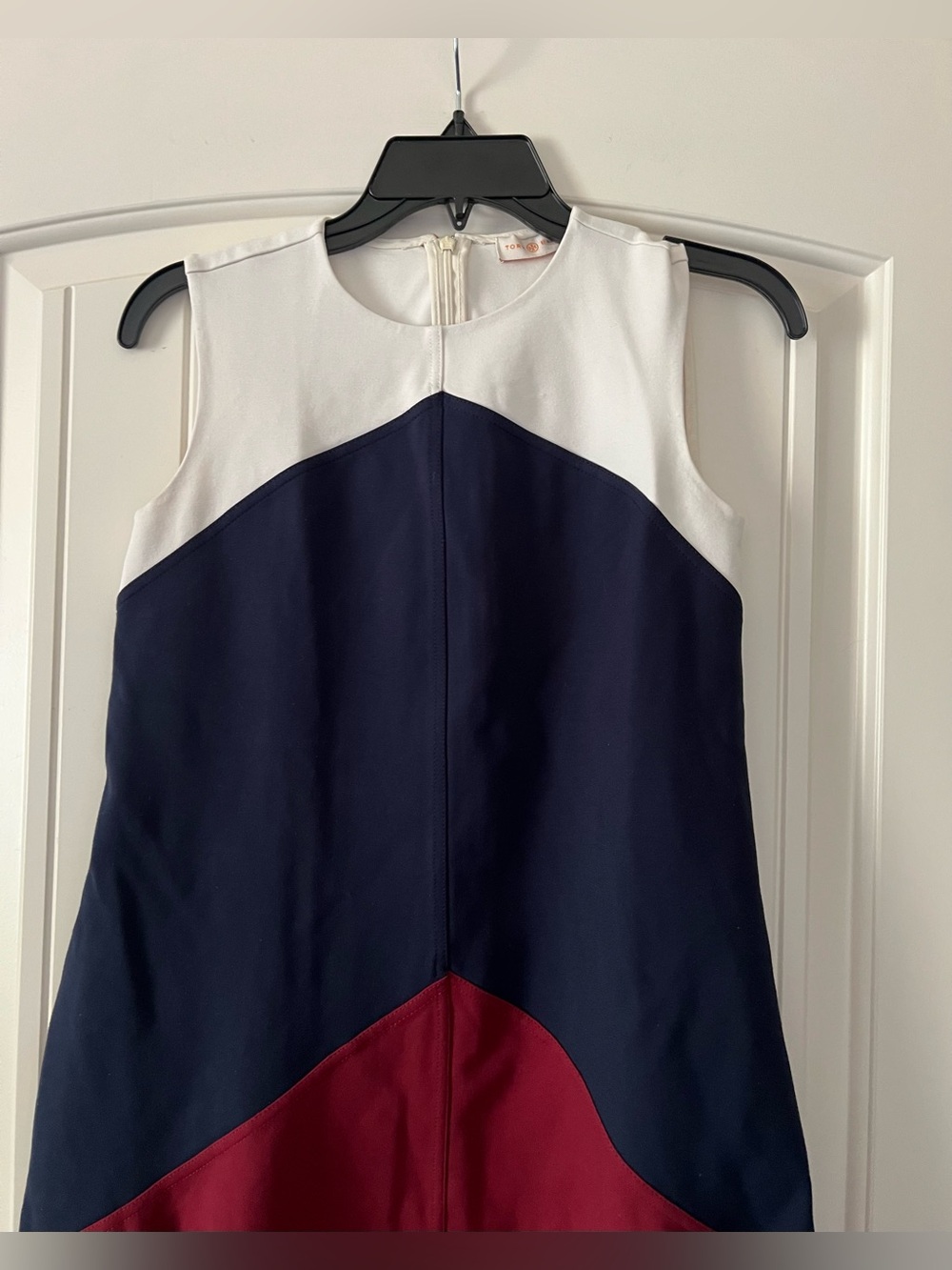 Tory Burch Willa color-block A-line Trapeze dress featuring white shoulders XS - Picture 5 of 7